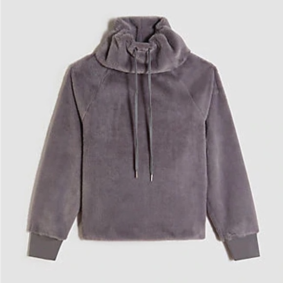 Ann Taylor Faux Fur Funnel Neck Sweatshirt - Picture 1 of 6
